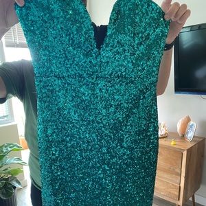 Teal Sweetheart Sequin Dress